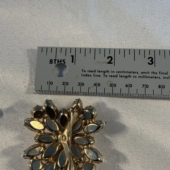 Vintage Milk glass White & AB Iridescent Brooch GUC 2” - Picture 10 of 11